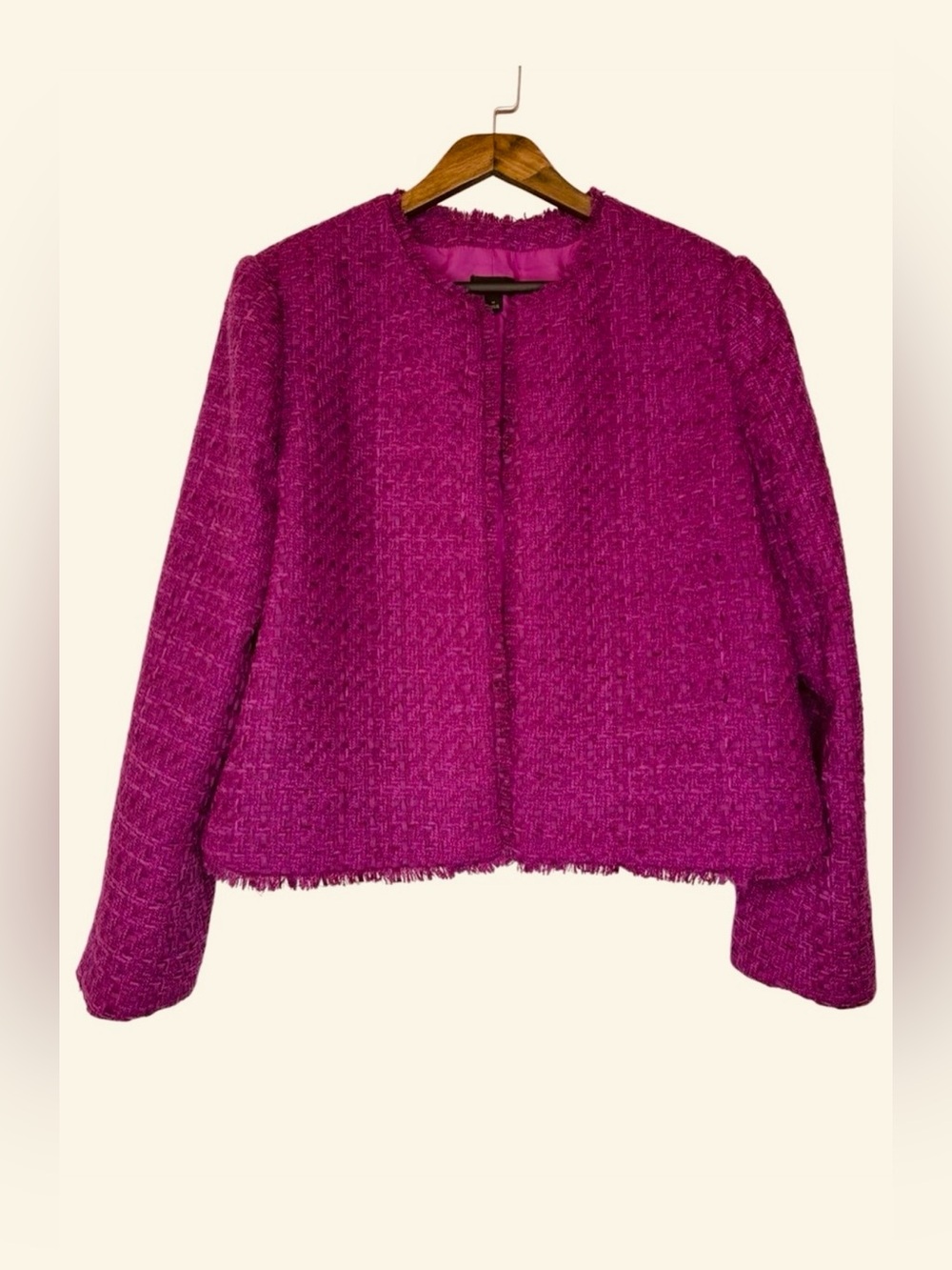 NWT Ann Taylor Fuchsia Tweed Open-Front Jacket sz 16